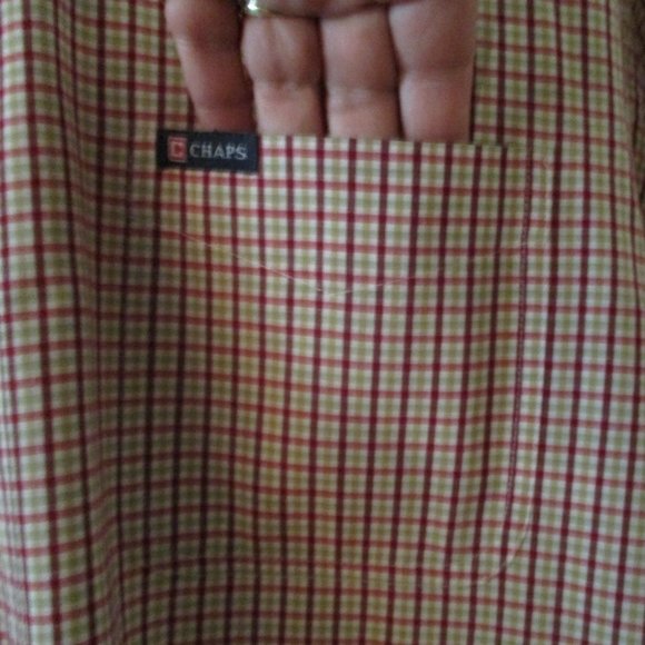 Chaps Long Sleeve Oxford Shirt sz L Red Plaid Button Down - Picture 3 of 10